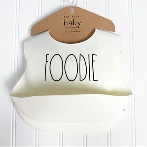 Rae Dunn FOODIE & YUM Silicone Bibs Set Of 2 NEW